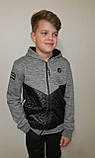 Синя тепла кофта з капюшоном на байці для хлопчиків зріст 140,152,164,176, фото 2
