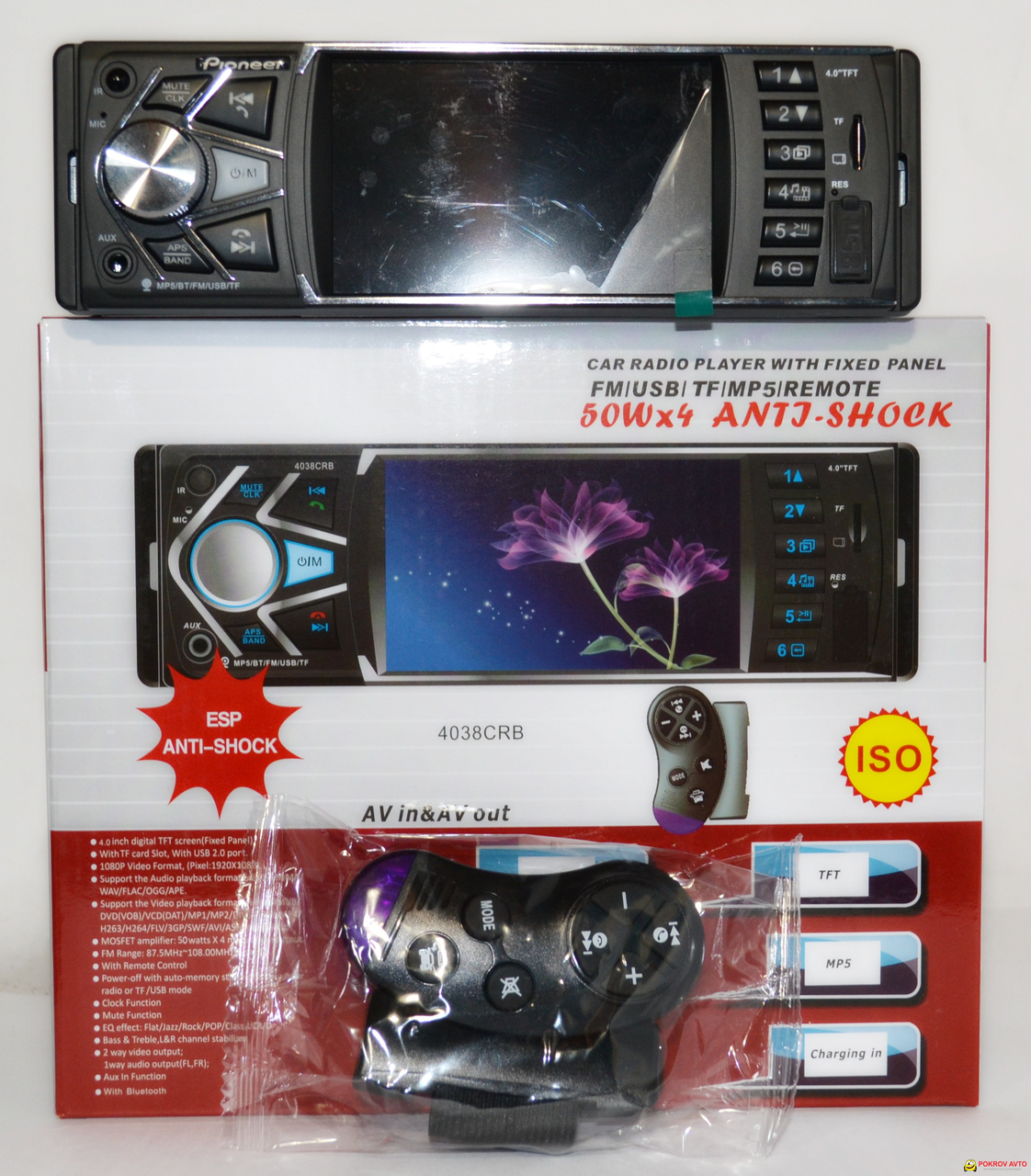Автомагнитола Pioneer 4038 CRB + Bluetooth + Пульт на Руль (4x50W ...