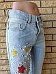 Джинси жіночі коттонові із завищеною талією, з вишивкою MRCN, Туреччина, фото 8