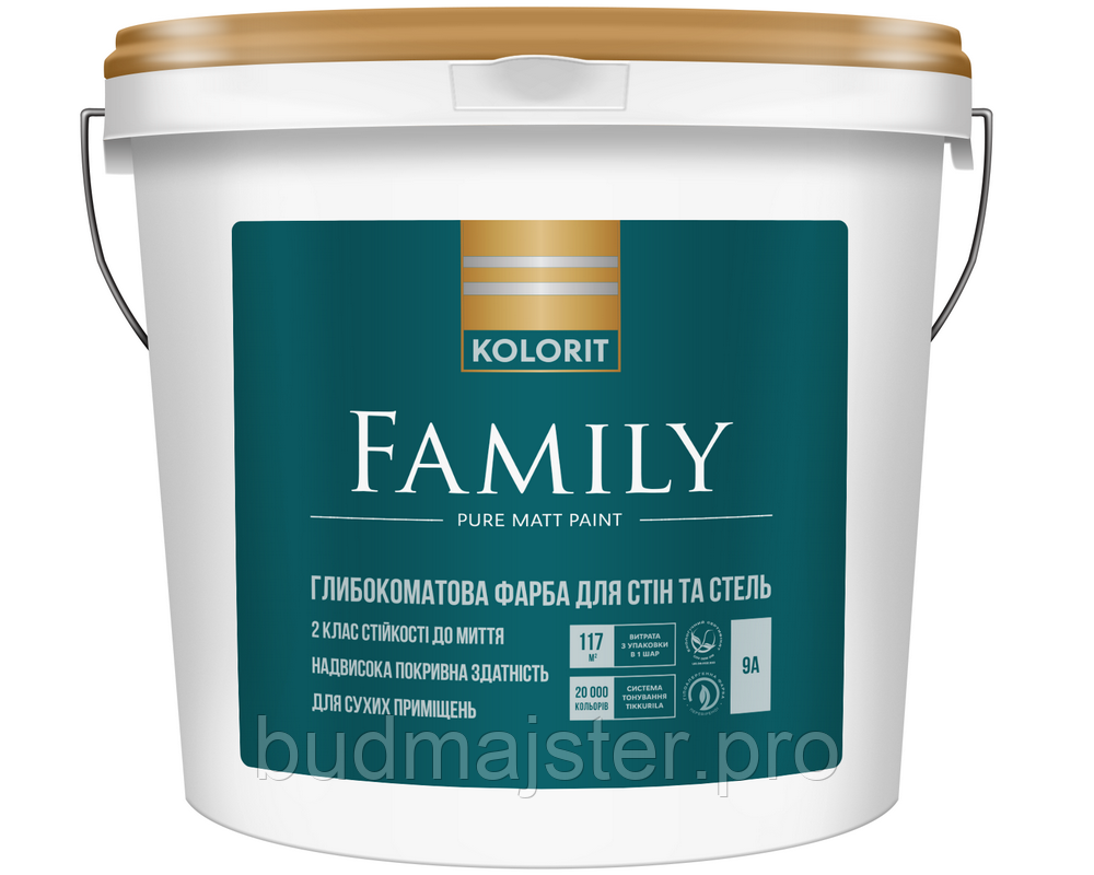 Фарба KOLORIT Family Матова фарба для стелі, 9 л.