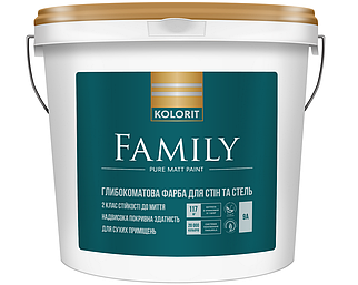 Фарба  KOLORIT Family  Матова фарба для стелі, 9 л.