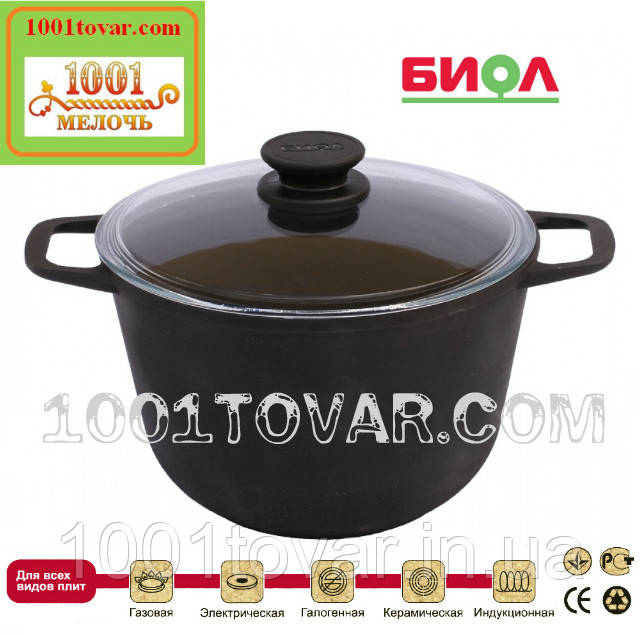 Казан чавунний зі скляною кришкою Біол, 4 л. (0204с), фото 1