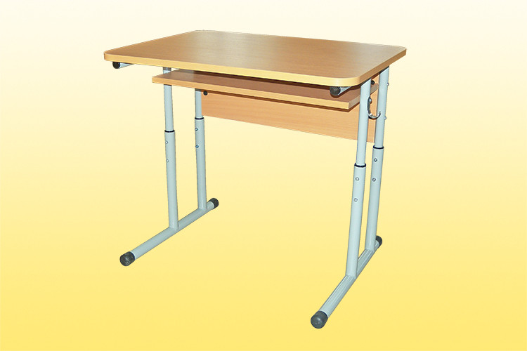 Стіл учнівський 1-місний із регулюванням висоти з полицею кругла труба, фото 1