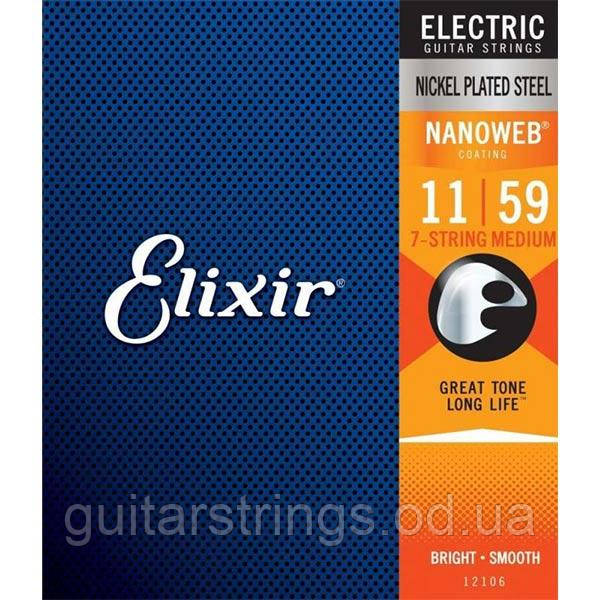 Струни Elixir 12106 NanoWeb 7-String Medium 11-59