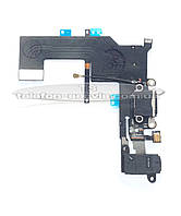 Шлейф для Apple iPhone 5S чорний, конектора заряджання, конектора навушників, з мікрофоном