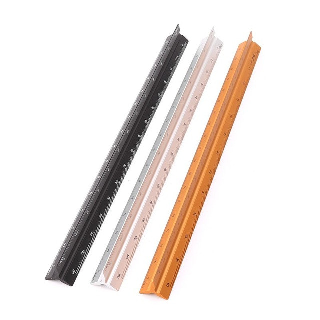 Линейка масштабная геодезическая (1:100 - 1:500) алюминиевая/30см ...