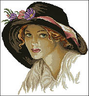 Набор для вышивания крестиком Девушка в шляпе. Размер: 24,5*26,5 см