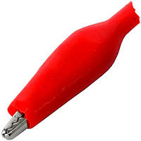 Затискач тестерный малий, довжина 44мм, червоний