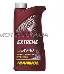 Масло 4T, 1л (SAE 5W-40, синтетика, Extreme 5W-40 API SN/CF) MANNOL