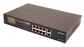 Некерований гігабітний комутатор PoE Planet GSD-1002VHP (8Port 10/100/1000Mbps 802.3 atPoE+2Port 1