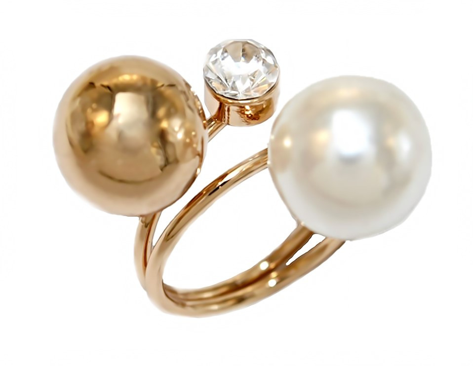 Каблучка Neoglory. Позолота. Камені: перли та фіаніт. Є: 16р 17р 18р