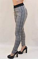 Штани — легінси жіночі картаті з двома тасьмами по зовнішньому шву та на широкому трикотажному поясі М — XXL, фото 5