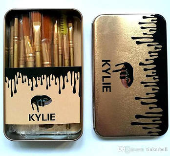KYLIE KYLIE Пензлик для макіяжу Make-up brush set золотий 12 штук ART-4330 (160 шт./ясть)