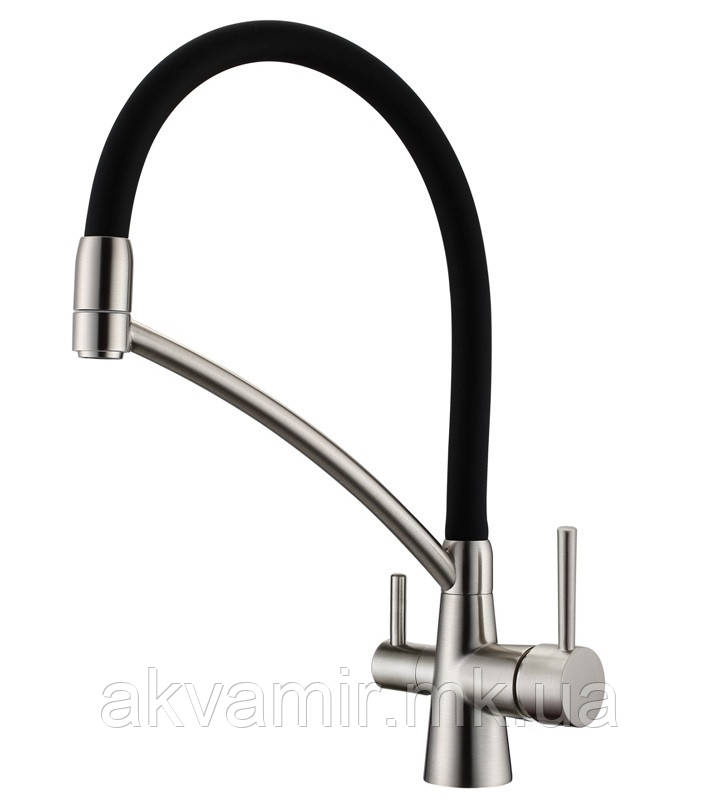Змішувач Fabiano FKM 3110 Нержавійка/чорний (Black Inox) з підключенням до фільтру, фото 1