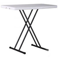 Вуличний білий стіл розкладний пластиковий Грув 76*50*42.5-70 на металевому каркасі для дачі, саду, балкона.