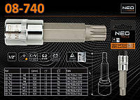 Головка 1/2"- 100мм с насадкой Spline М5, NEO 08-740