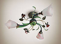 Потолочная люстра на крючек в стиле флористика 3-х ламповая 15633 серии "Цветок розы"