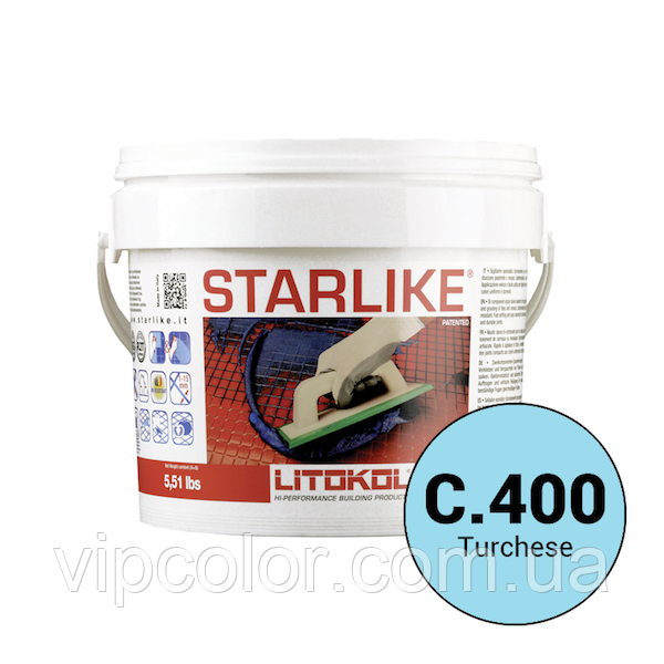 Litokol Starlike Glamour С. 400 (Бірюзовий) двокомпонентний склад для укладання плитки 2,5 кг