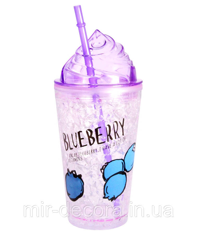Стакан пластиковий із трубочкою "Кріммі" Blueberry 500 мл