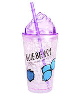 Стакан пластиковий із трубочкою "Кріммі" Blueberry 500 мл