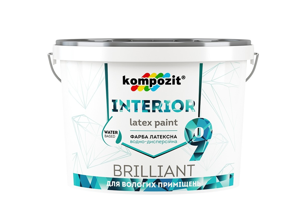 Фарба матова для вологих приміщень і відкосів Kompozit INTERIOR 9 Біла 4.5 л