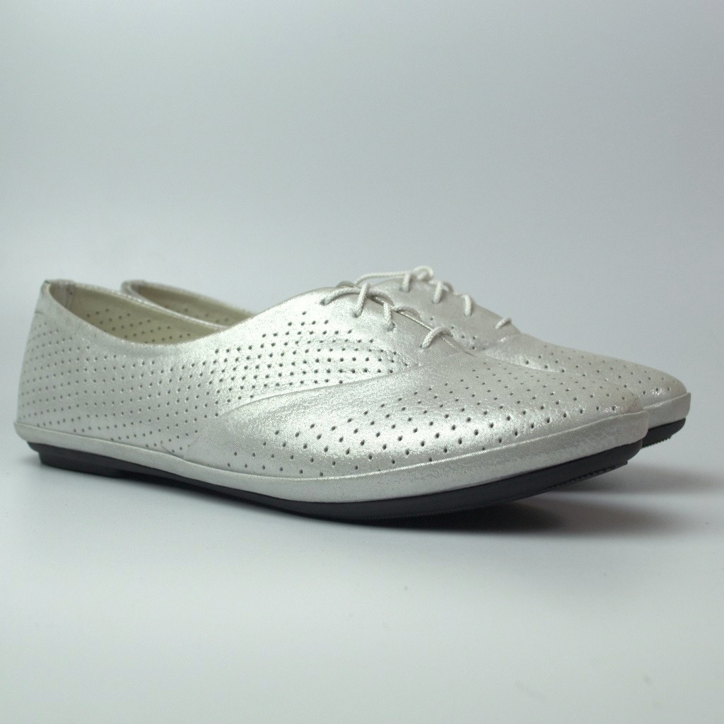 Літні балетки жіночі шкіряні LaCoSe White Pearl Perf by Rosso Avangard BS білий перламутр