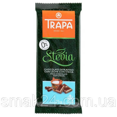 Шоколад молочний без цукру та без глютену Trapa Stevia 75 г Іспанія