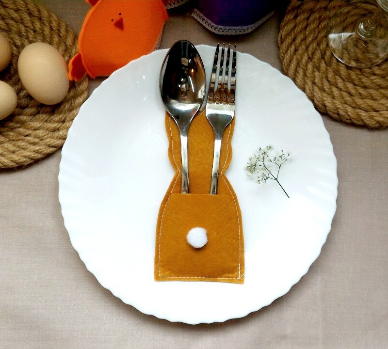 Заєць великодня для столового приладдя Гірчичний, фото 1