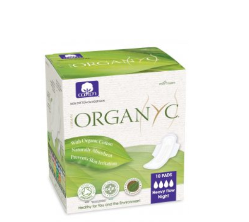 Гігієнічні прокладки для інтенсивних виділень з крильцями, в індивідуальній упаковці Organ(y)c10 шт
