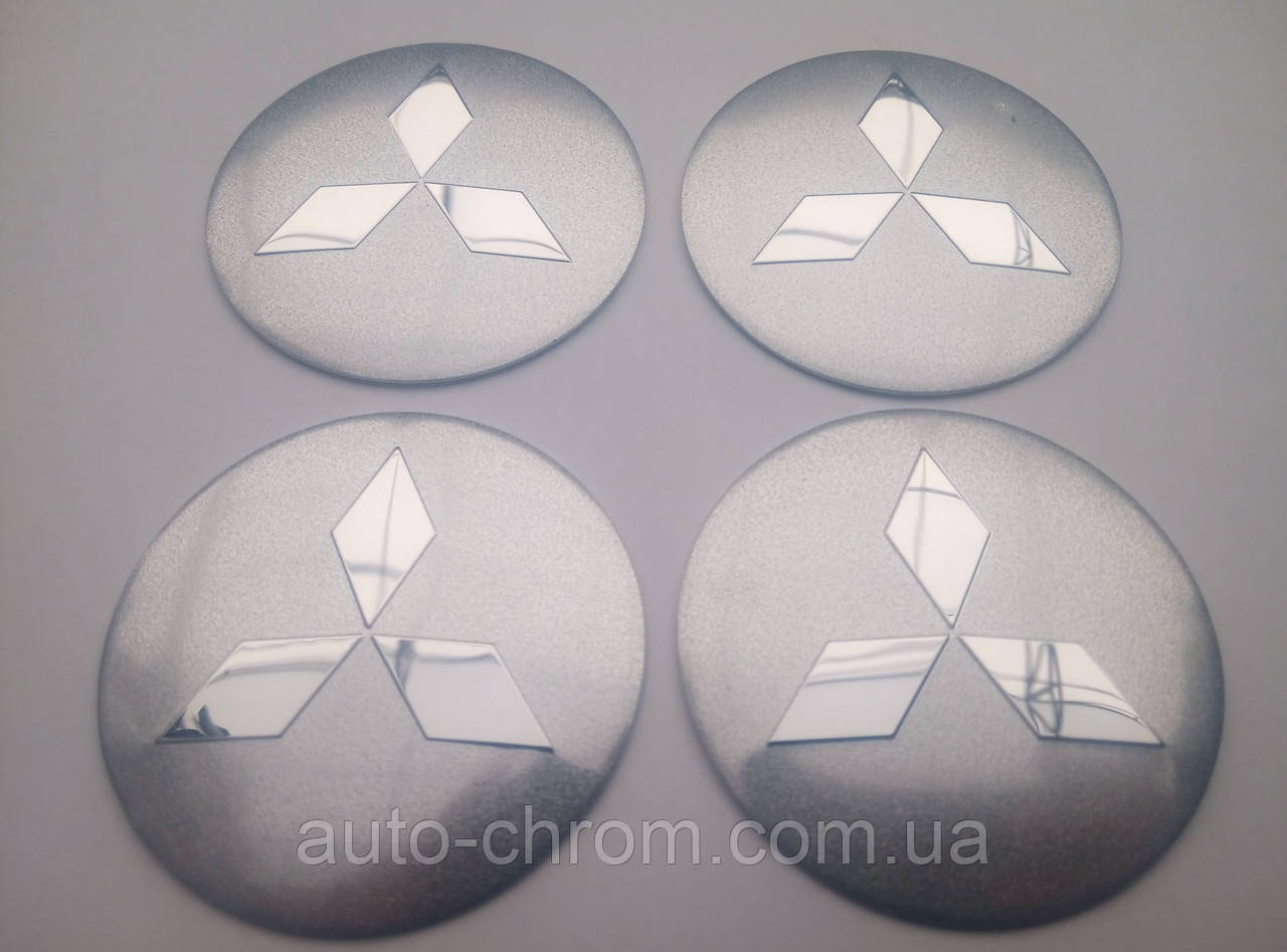 Наклейка опукла на ковпачок диска Mitsubishi 56 мм сіра, фото 1