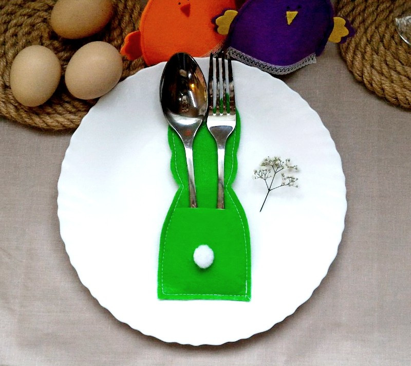 Заєць великодня для столового приладдя Салатовий, фото 1