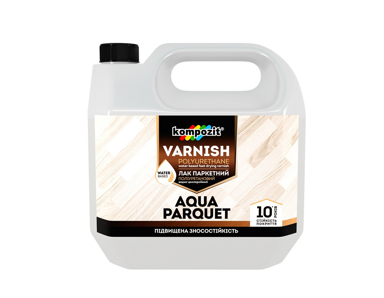 Лак для паркету поліуретановий Kompozit Aqua Parquet матовий 5 л