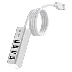 Концентратор USB Hub Hoco HB1 на 4 USB порту - Silver