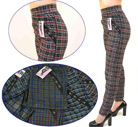 Лосини жіночі картаті з кишенями 4XL — 5XL, фото 1