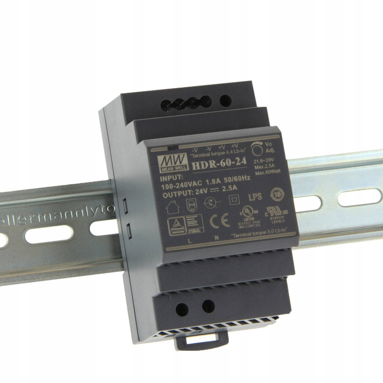

Блок питания 60вт, 24в, 2,5А на Din-рейку HDR-60-24 Mean well