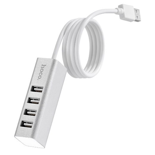 Концентратор USB Hub Hoco HB1 на 4 USB порту - Silver, фото 1