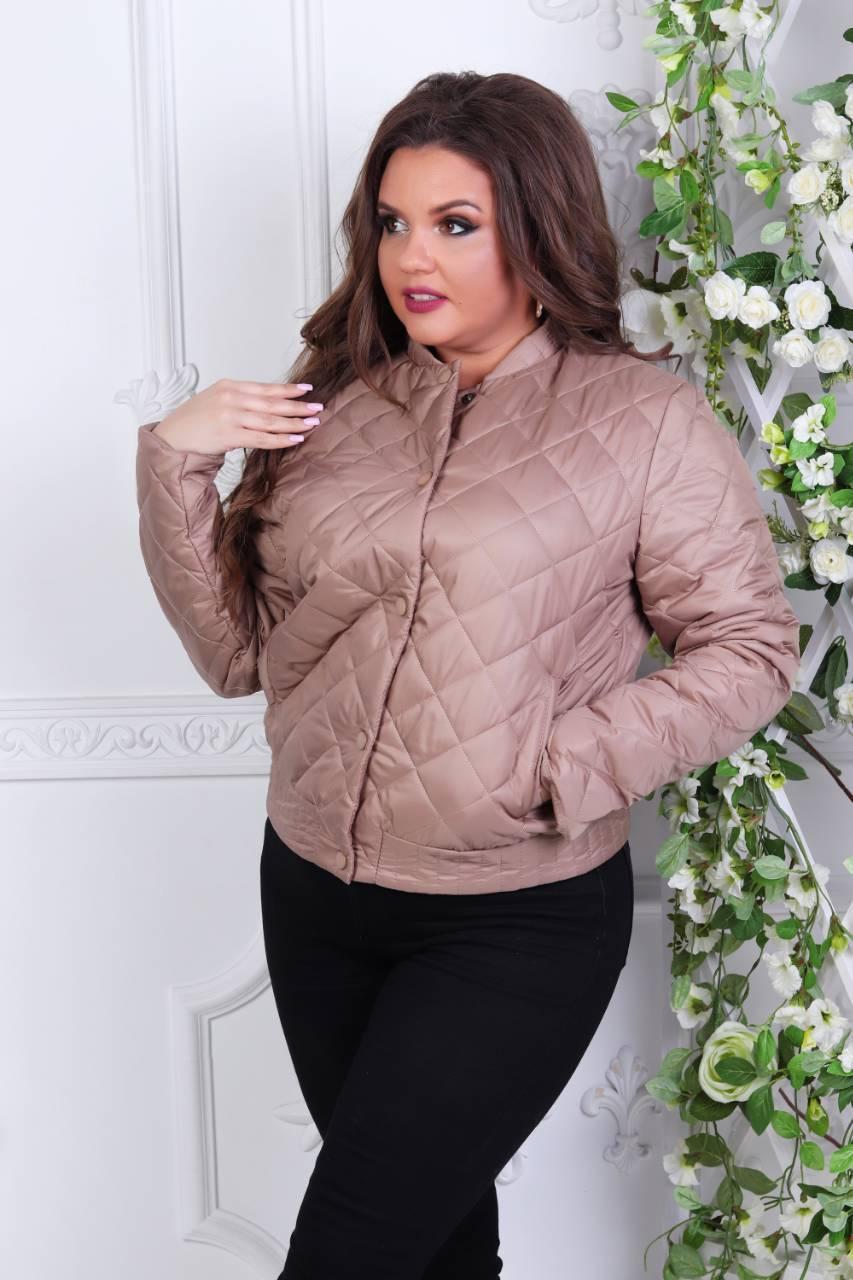 Жіноча стьобана куртка PLUS Size, арт 310, колір кава з молоком