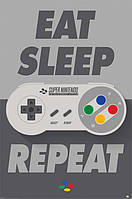 Постер плакат "Nintendo (Eat Sleep SNES Repeat)" 61x91.5см (ps-00227)