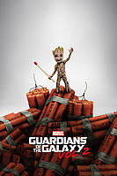 Постер плакат "Стражи Галактики 2 (Динамит) / Guardians Of The Galaxy Vol. 2 (Groot Dynamite)" 61x91.5см