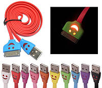 USB дата кабель для Iphone 2g 3g 4 4s, LED смайл