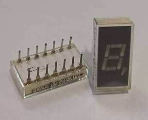 АЛС321Б1, жовто-зелений семисегментний індикатор 1-розрядний (висота знака 7,5 мм.) (Загальний анод)