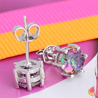 Сережки гвоздики в серебрі з містик топазом