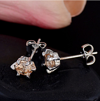 Сережки гвоздики в серебрі з морганітом