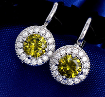 Сережки в серебрі з оливковим перидотом