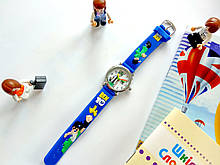 Детские наручные часы Cartoon Ben 10 (Бен 10) на силиконовом ремешке, корпус хром, синий