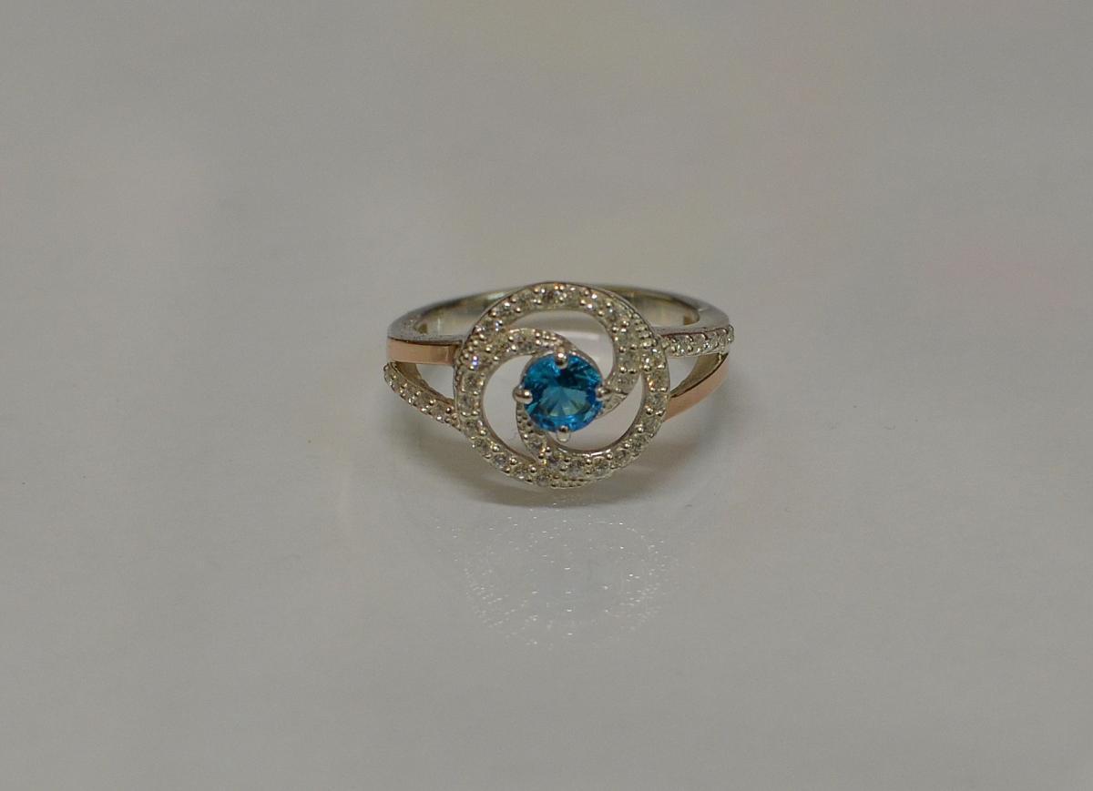 Срібне кільце з золотими пластинами, фото 1