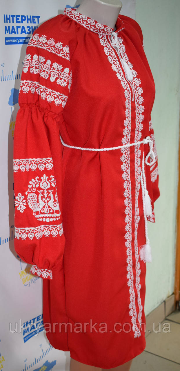 Вишите плаття червоне з вишивкою"Ранкова зірка"