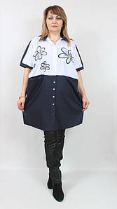 Турецька жіноча туніка-сорочка з квітковим принтом, великих розмірів 56-66