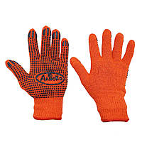 Перчатки рабочие оранжевые трикотажные Алиско с ПВХ точкой
