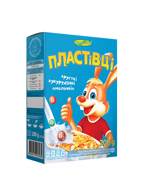 Пластівці кукурудзяні глазуровані цукровою глазур’ю з молоком «Молочні» 200 г